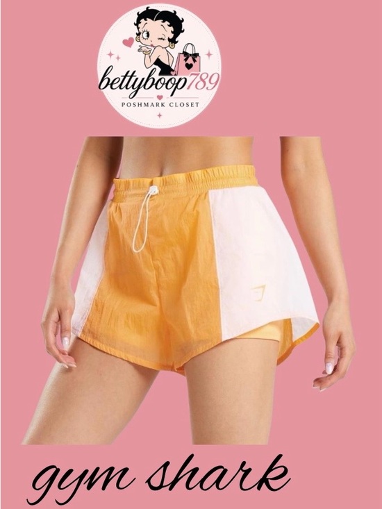 Gymshark Pants - Gymshark Women’s Orange and White Athletic‎ Shorts